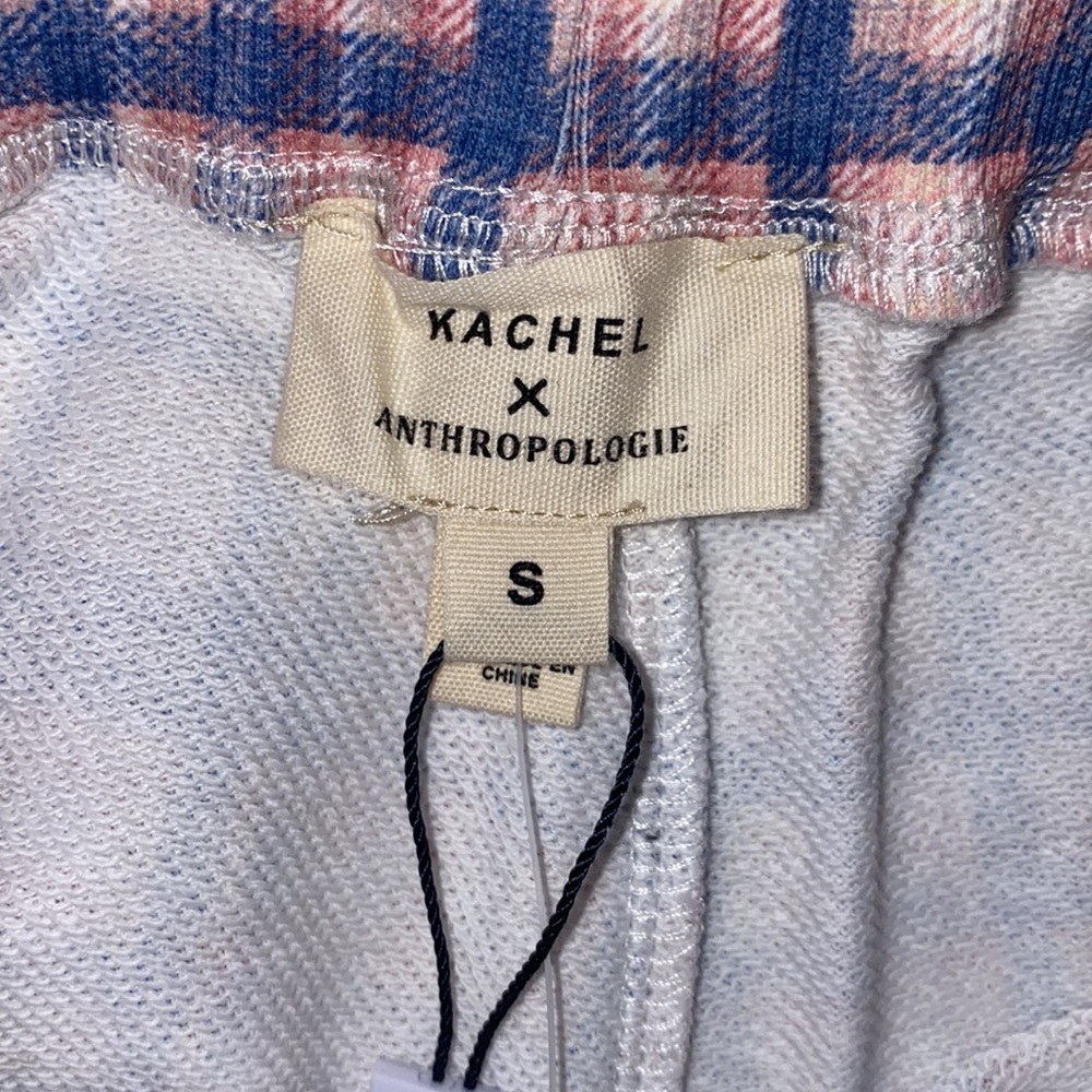 Anthropologie Kachel high waist blue white and pink plaid shorts size S NWT - Picture 10 of 15